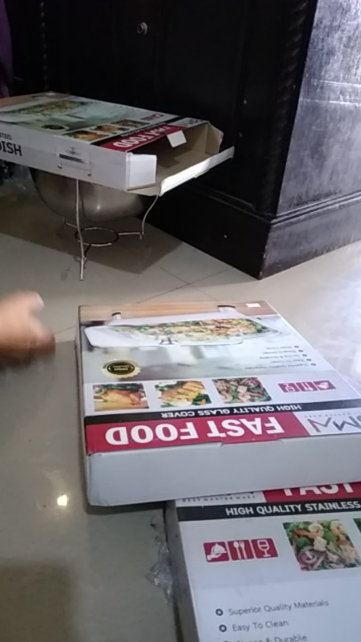 Set 4 Prasmanan Segi Stainless + 1 Warmer Stove Bulat + 5 Sendok Paket Hemat - Alat Dapur Pontianak