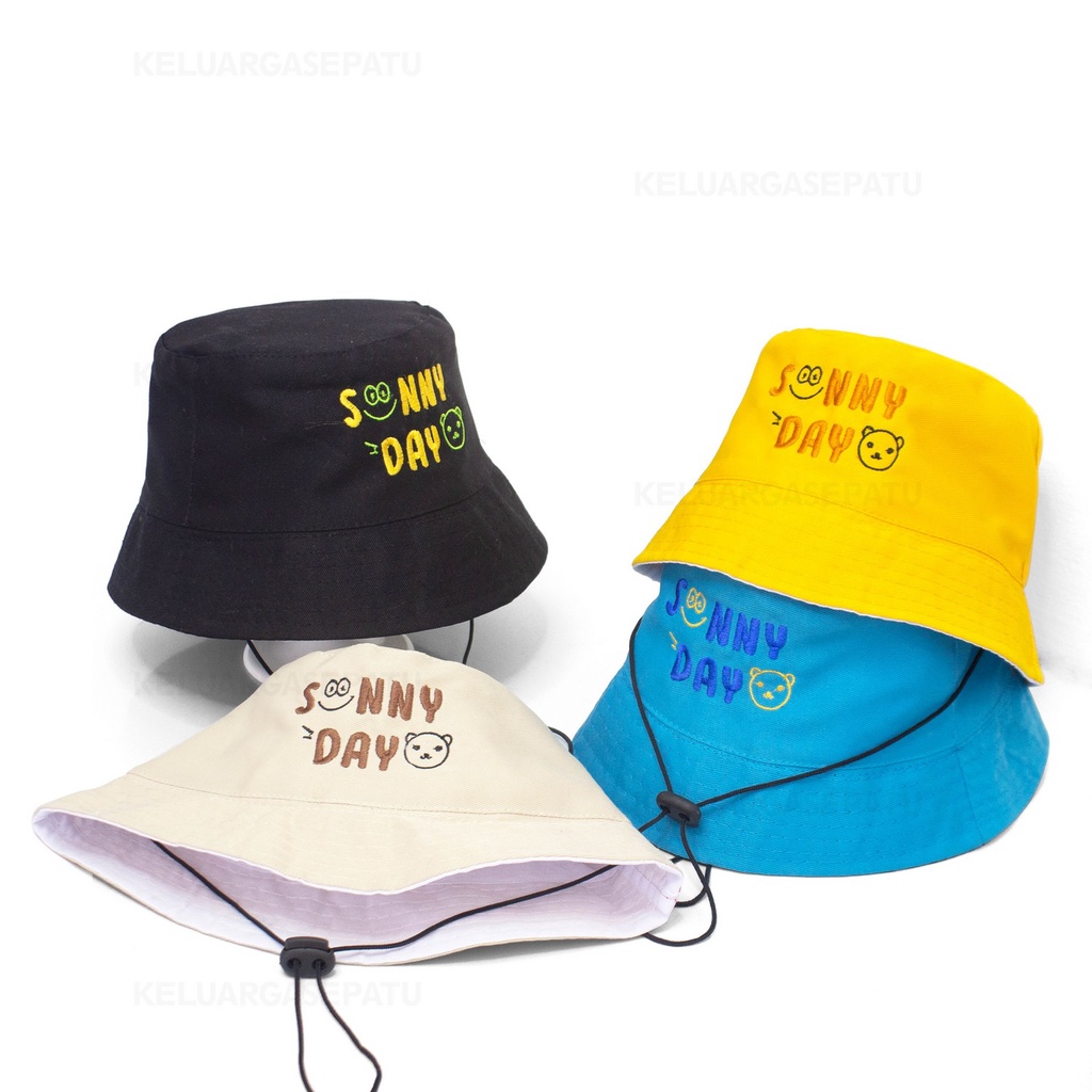 TOPI BUCKET ANAK TALI RIMBA LUCU BAKET ANAK CEWE DAN COWO MURAH KARAKTER BORDIR SUNNY DAY