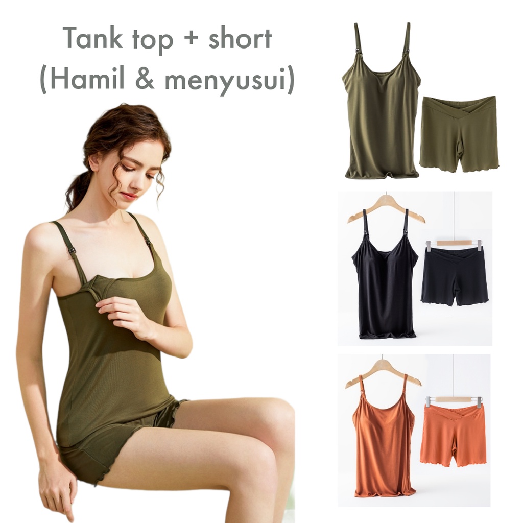 Tokobia setelan tank top dan celana hamil menyusui