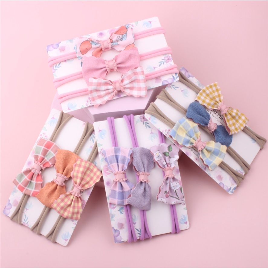 NEW (1 set 3 pcs) Satu set bandana nylon bayi / bando anak import pita