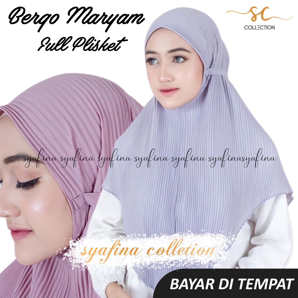 Syafina-[JORDA Jumbo] Jilbab Instan Bergo Maryam Plisket Full Lidi Jumbo Premium Bergo Tali Plisket
