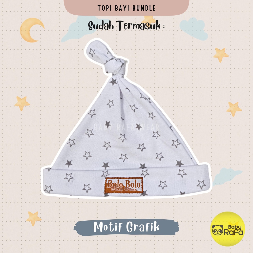 Serian Abu - 3 Pcs Topi Kupluk Bayi Baru Lahir Topi Bayi 0 - 3 Bulan GREY SERIES merk SNI Bolo - Bolo