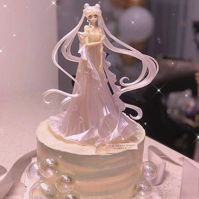 15cm Sailor Moon Tsukino Usagi Gaun Pengantin Tokoh Anime Mainan Boneka Dekorasi Kue