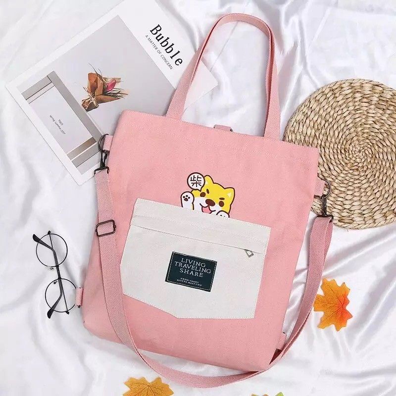 Totebag Motif Anjing Gukguk Terlaris Fashion Korea (Bisa Totebag Bisa Selempang)