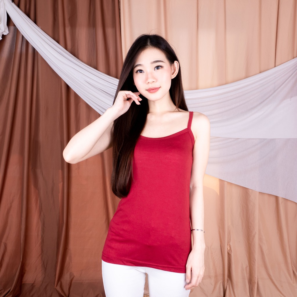 BEE - Tangtop premium Wanita / Tanktop ESSEN / Tank Top Tali Kecil / Singlet Wanita Exxen-MAROON