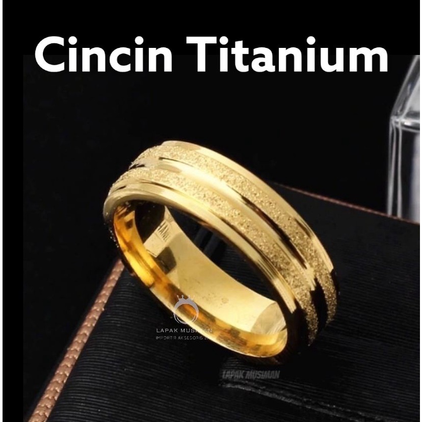 [Bayar di Tempat] CINCIN COUPLE TITANIUM ZIRCON PASIR DOUBLE LIST