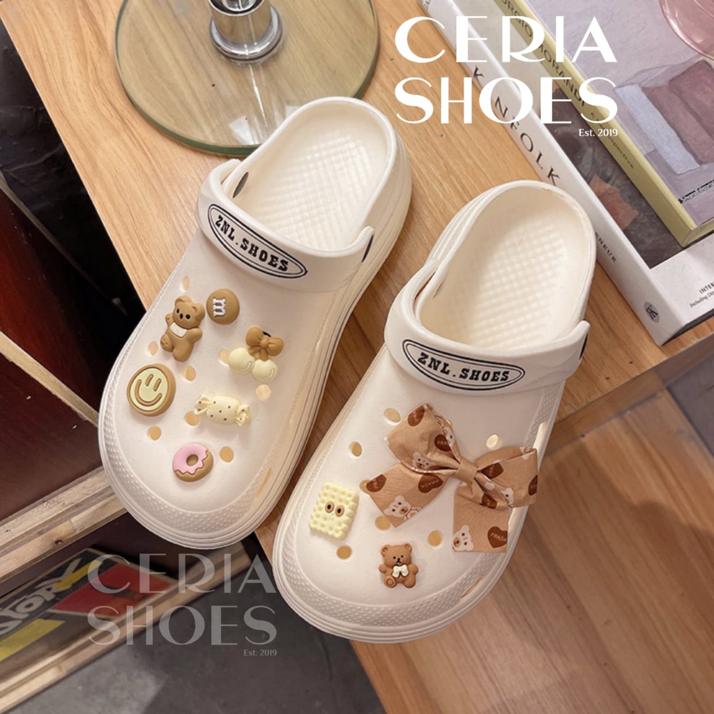 EVA Sandal Slop Slip On Wanita Bahan Karet Spons EVA Korean Super Ringan Empuk Elastis Non-Slip Sol Anti Air Candy Jibbitz Summer Sandals Import