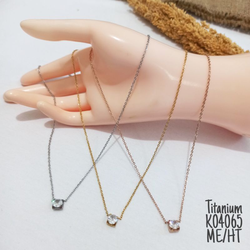 Kalung Titanium Rantai Tipis Mata Satu K04065