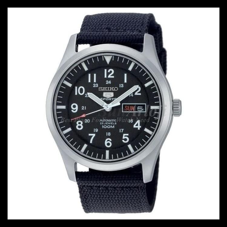 Indh Seiko 5 Sports SNZG15K1 Automatic 100M Black Nylon SNZG15 FREE ONGKIR Kode 498