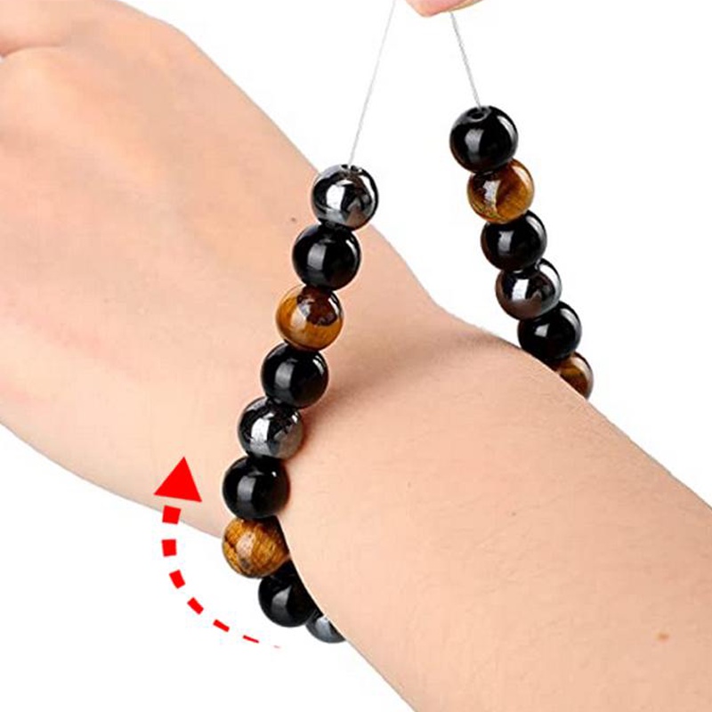 [ Unisex Natural Obsidian Adjustable Stretch Beads Bracelet][tress Relief Healing Chakra Yoga Bracelet  ]