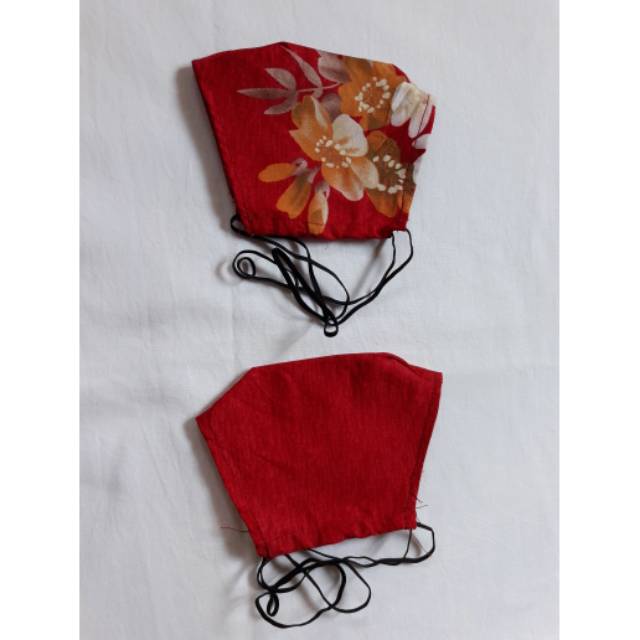 MASKER KAIN HIJAB HEADLOOP - MASKER KAIN 2 LAPIS - MASKER KAIN KATUN MOTIF BUNGA - MASKER HIJAB