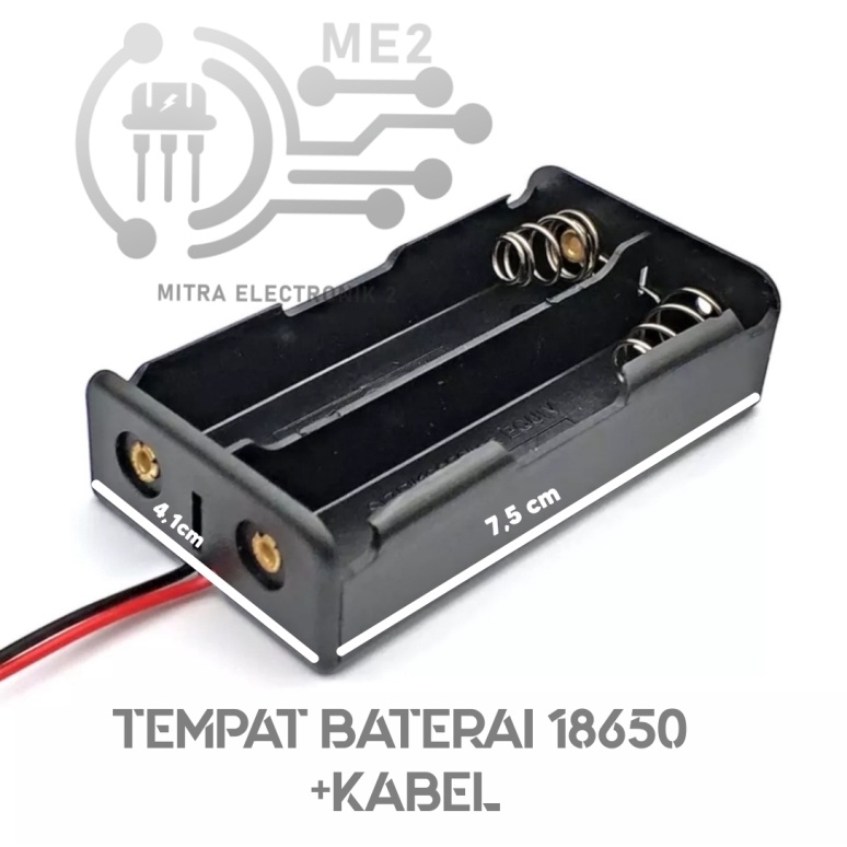 Kotak Tempat Dudukan Baterai 18650 2 Slot Battery Holder Case Box Hitam