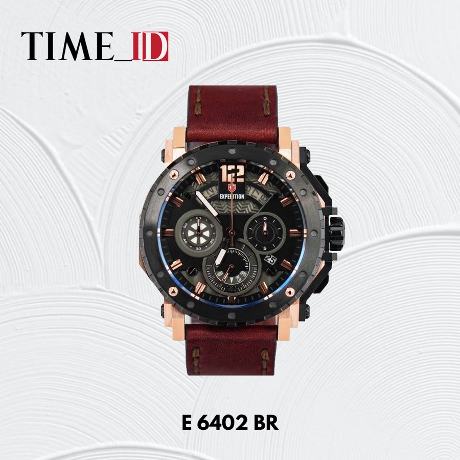 Jam Tangan Expedition E 6402 Leather Black Rosegold PRIA