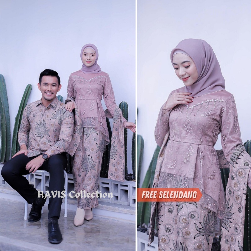 Kalena Kebaya Couple Wisuda Modern Setelan Kebaya Brokat Batik Tunangan Lamaran Kondangan Terbaru Havis Collection