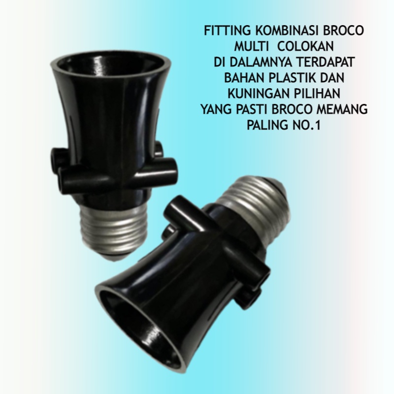Fitting piting fiting lampu gantung kombinasi dua/2 colokan steker cabang listrik hitam murah