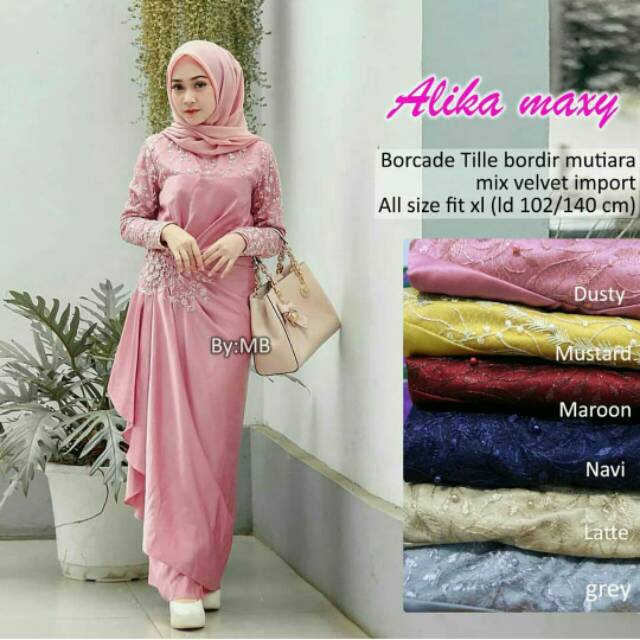 Gamis syari alika maxy brokat tille pakaian muslimah baju wanita muslimah grosir gamis murah