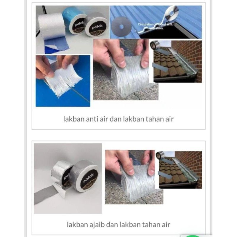 Termurah Lakban Anti Bocor Waterproof Tape Butyl Aluminium 10cm x 5m