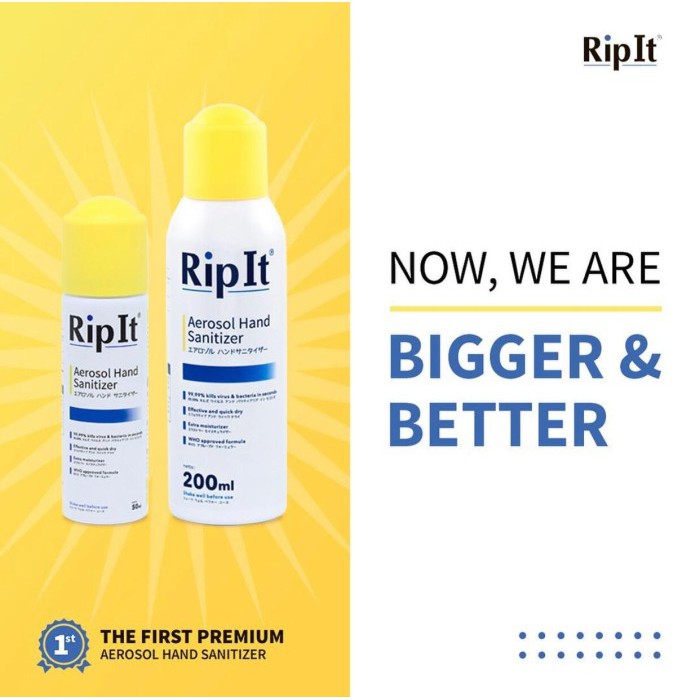 GRAB IT FAST Rip It Aerosol Hand Sanitizer 200ml BIG Size