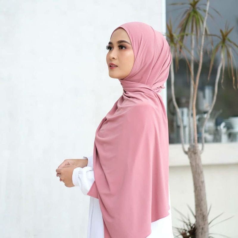 Pashmina instant jersey hyget Kerudung Instan Jersey