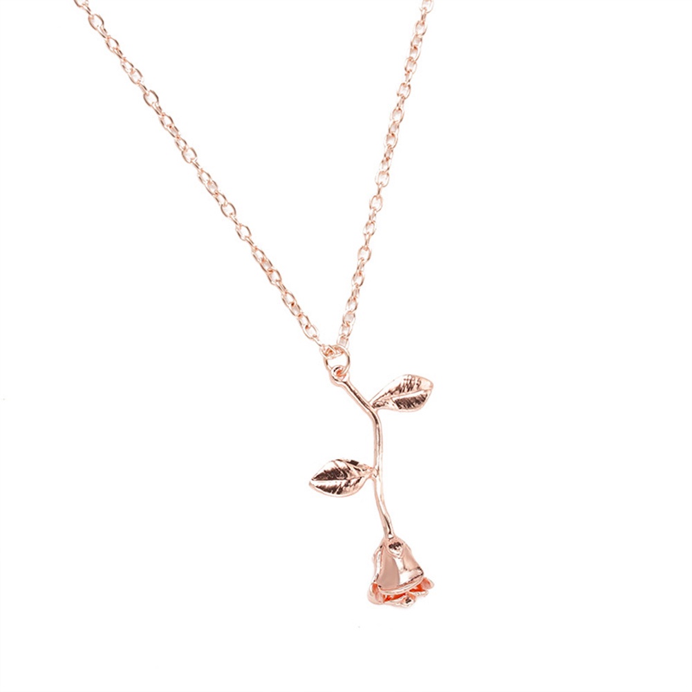 Hu Hu Hu Hu Hu Alat Bantu Pasang Kacamata♡ Kalung Rantai Panjang Dengan Liontin Daun Mawar Bahan Alloy Untuk Wanita