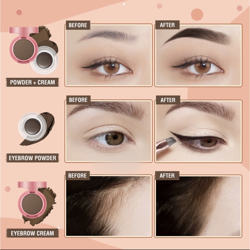 PINKFLASH 2-in-1 Eyebrow Cream &amp; Powder Gel pomade Eyeliner Waterproof smudge-proof high pigment lasting Multi-uses / 2in1 Eyebrow Pinkflash