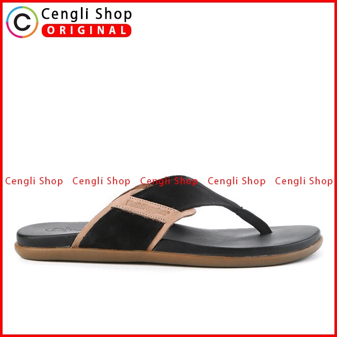 SANDAL JEPIT KULIT HUSH PUPPIES PRIA ORIGINAL CASUAL ASLI HITAM HM13