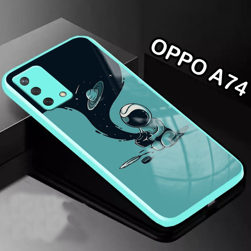 Softcase Kaca Warna Tosca/Hijau Mint Oppo A74 4G Terlaris [FC02] Case Oppo A74 4G - Silicon Oppo A74