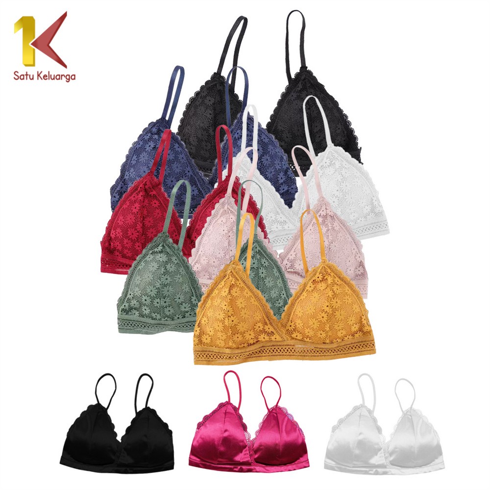 Satu Keluarga Bra Cup Segitiga P69 P70 Pakaian Dalam Wanita Tanpa Kawat / BH Push Up Renda / Beha Wa