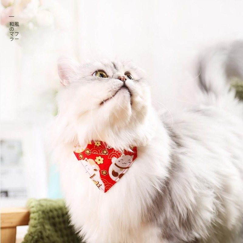 ★〓YUFeiPet〓★ Pet Triangle Towel Cat Print and Wind Collar Collar Dog Collar Webbing Saliva Towel Scarf Decorations Pet Supplies