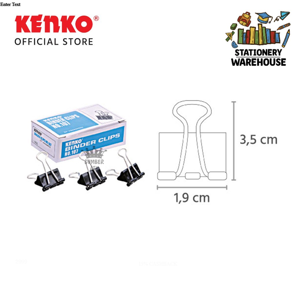 

BINDER CLIP KENKO No.107 / Jepitan Kertas - 1 Box isi 12 pcs