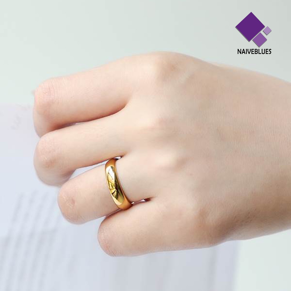 Naiveblue &gt; Cincin Pasangan / Pria / Wanita Desain Simple Warna Polos Untuk Tunangan