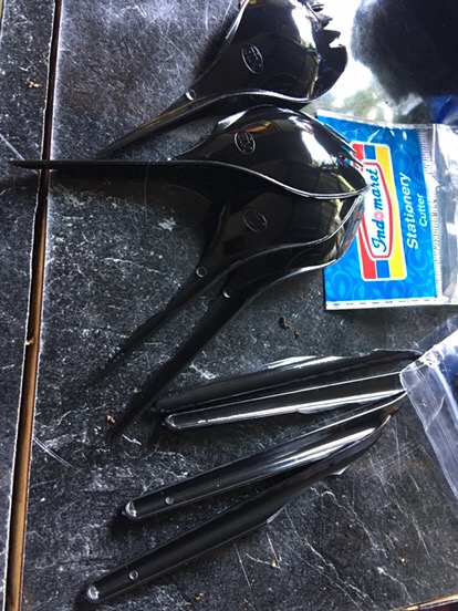 3000pcs Sendok Garpu 2in1 Hitam Bening Garpu Makan Sendok 2in1 Plastik  Fim Dus Gojek Grosir
