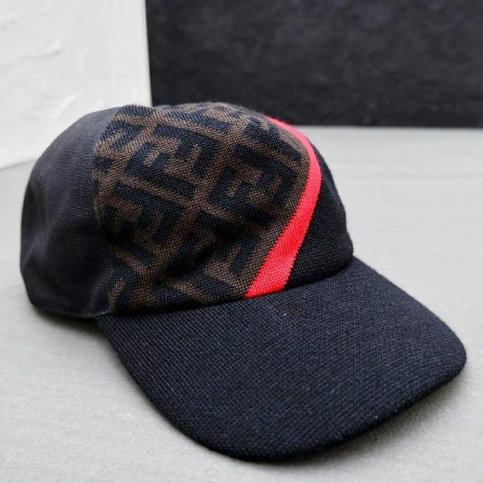 ORIGINAL FENDI CAP FF LOGO (RED STRIPE) / TOPI FENDI ORIGINAL FF LOGO