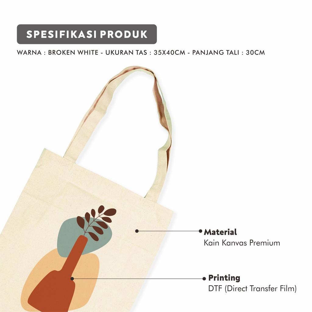 Sevine Tote Bag Kanvas Tas Fashion Totebag Wanita DTF Printing Nordic Aesthetic Series - KPA3
