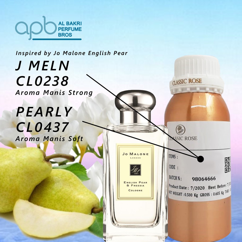 SEARAH JO MALONE ENGLISH PEAR&amp;PERSIA. JOMALON ENGLISH PEAR. PEARLY CLASSIC ROSE BIBIT PARFUME 500GR