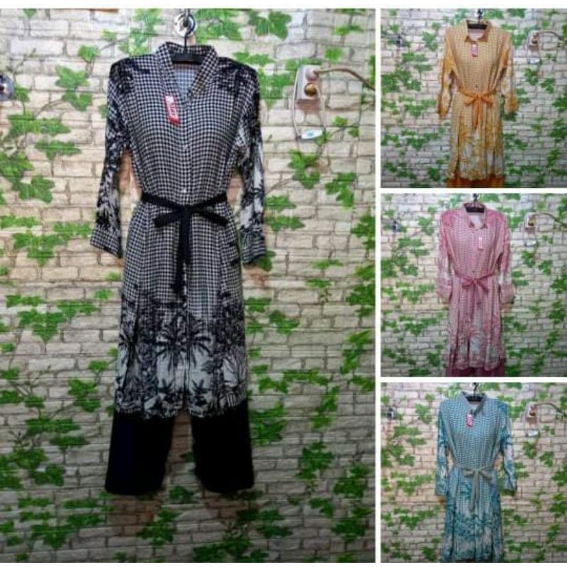SETCEL LONG TUNIK DIOR COMBI BISA COD