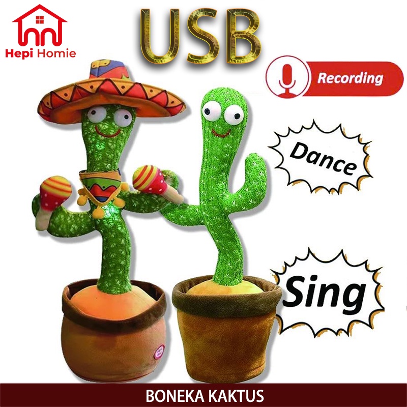 [HH] CACTUS TOY DANCE DANCING LED / BONEKA KAKTUS PINTAR JOGET GOYANG MENARI NGOMONG REKAM BICARA