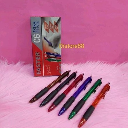 

Pulpen / Pen / Bolpoint FASTER C6 Hitam Cetrek Alat Tulis Murah Berkualitas ( 1 Pack isi 12 Pcs )