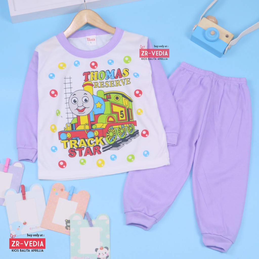 Piyama Kaos Kartun uk 3 Tahun / Baju Tidur Bahan Kaos Anak Laki Perempuan Murah Gambar Kartun Adem