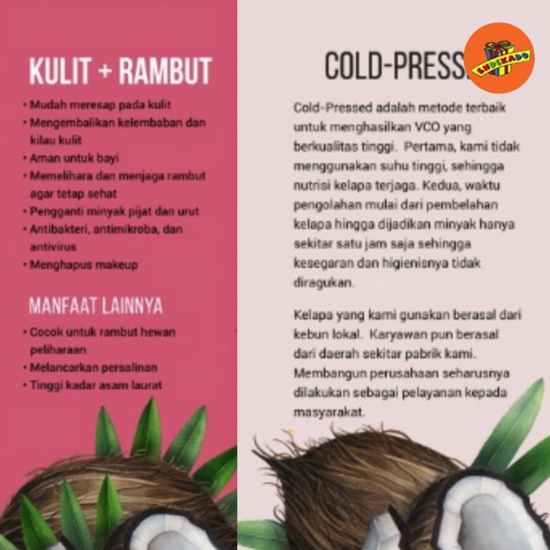 MAKASSAR! VCO KALUKU MURNI 100ML BOTOL - Virgin Coconut Oil