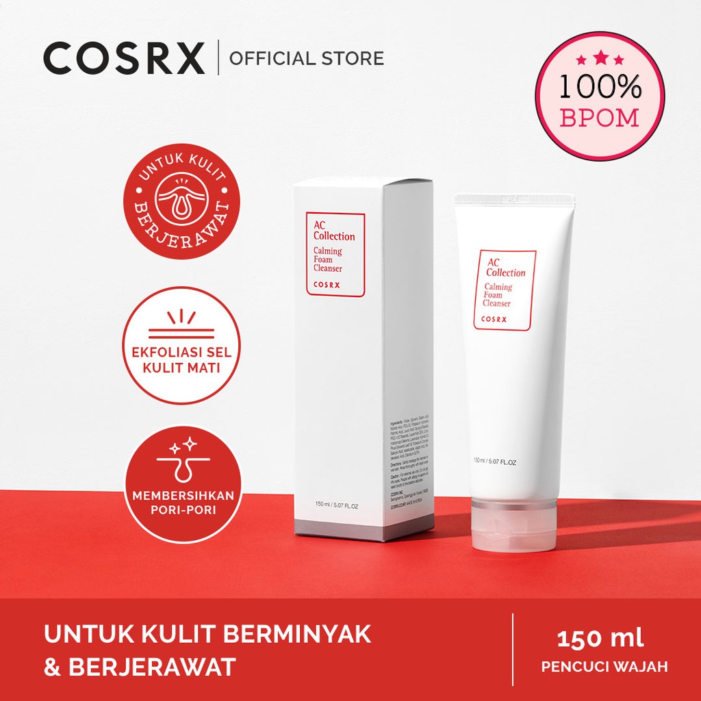 COSRX AC Collection Calming Foam Cleanser - 150 ML (Pembersih wajah untuk kulit sensitif & jerawat)
