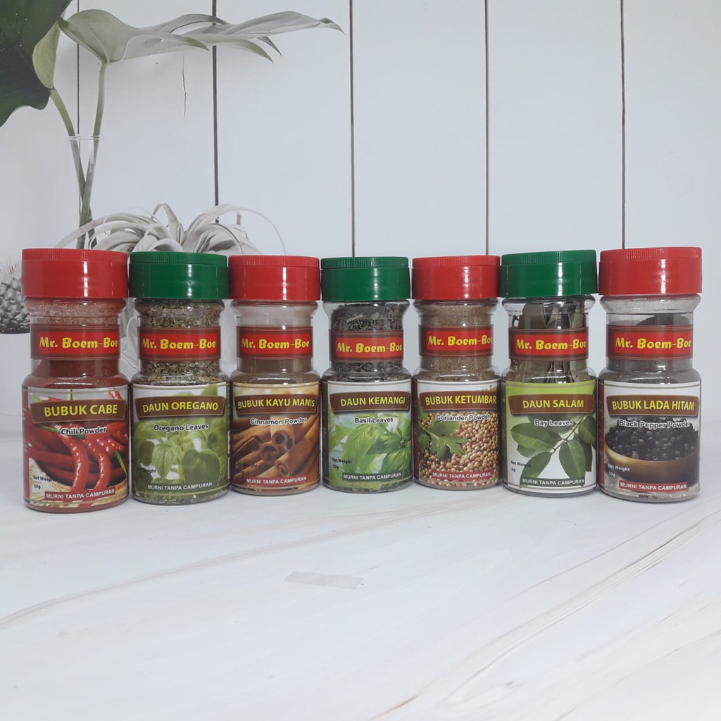 

Oregano/Black Pepper/Basil Leaves/Kayu Manis/Ketumbar/Bubuk Cabe Boem - Boe Bumbu Dapur Kemasan
