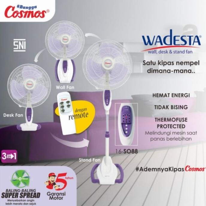 Kipas angin wadesta remote so88 kipas berdiri cosmos 16 so88.MURAH!!