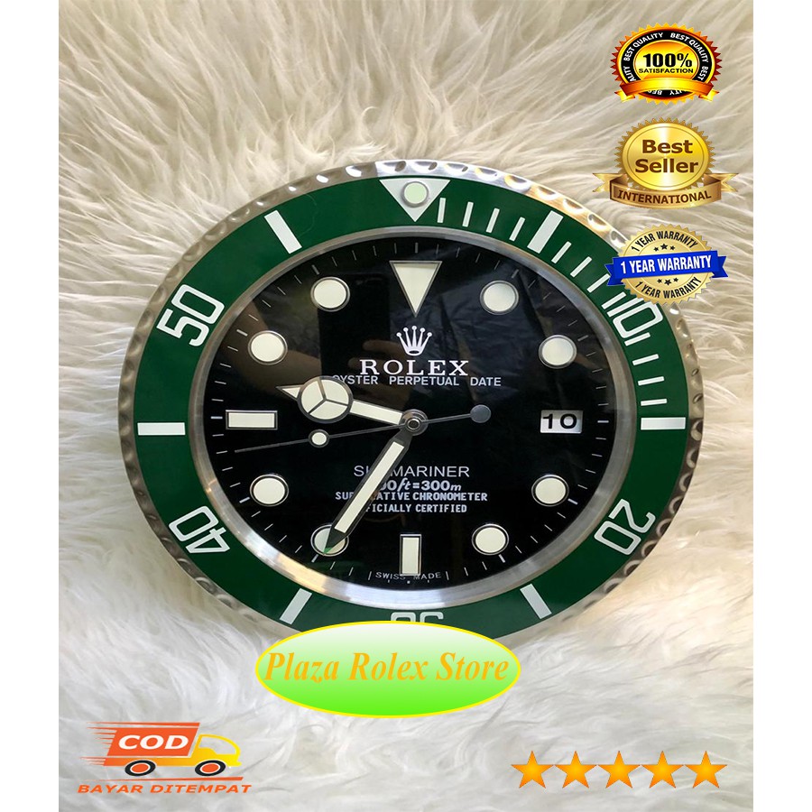 New Jam Dinding Rolex Submariner Hulk Dial Black - Wall Clock Branded