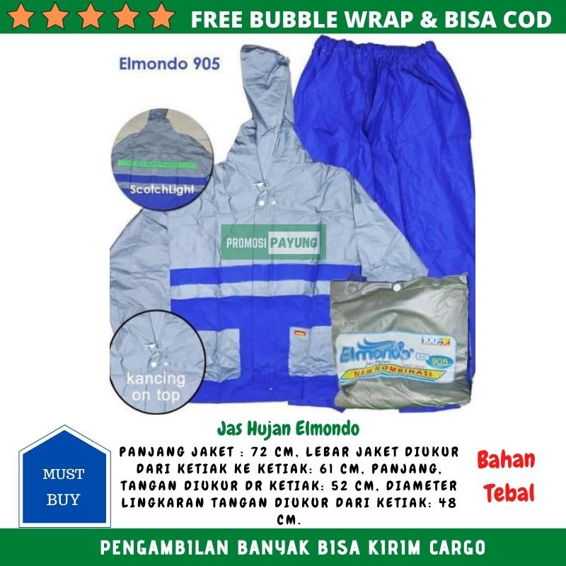 JAS HUJAN ELMONDO SETELAN KOMBINASI 905 BAHAN LEBIH TEBAL JAS HUJAN JAKET CELANA