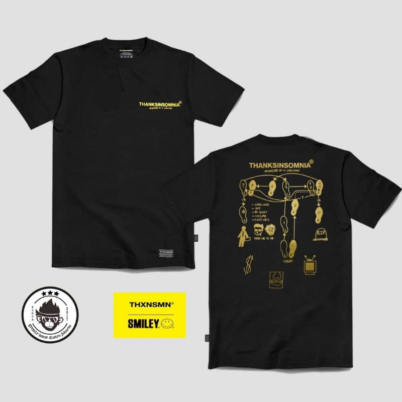 THANKSINSOMNIA SMILE KUNING - KAOS DISTRO PRIA KUALITAS BAGUS - PAKAIAN PRIA