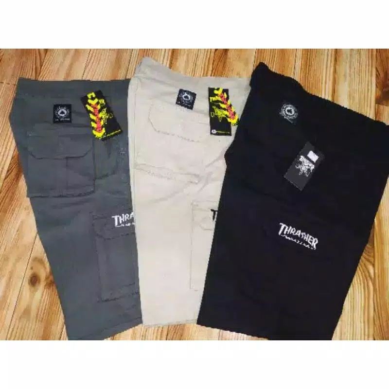 CELANA CARGO PDL PENDEK CELANA COWOK KEMPOL BAHAN KATUN TWILL HITAM ABU MOCCA KREM