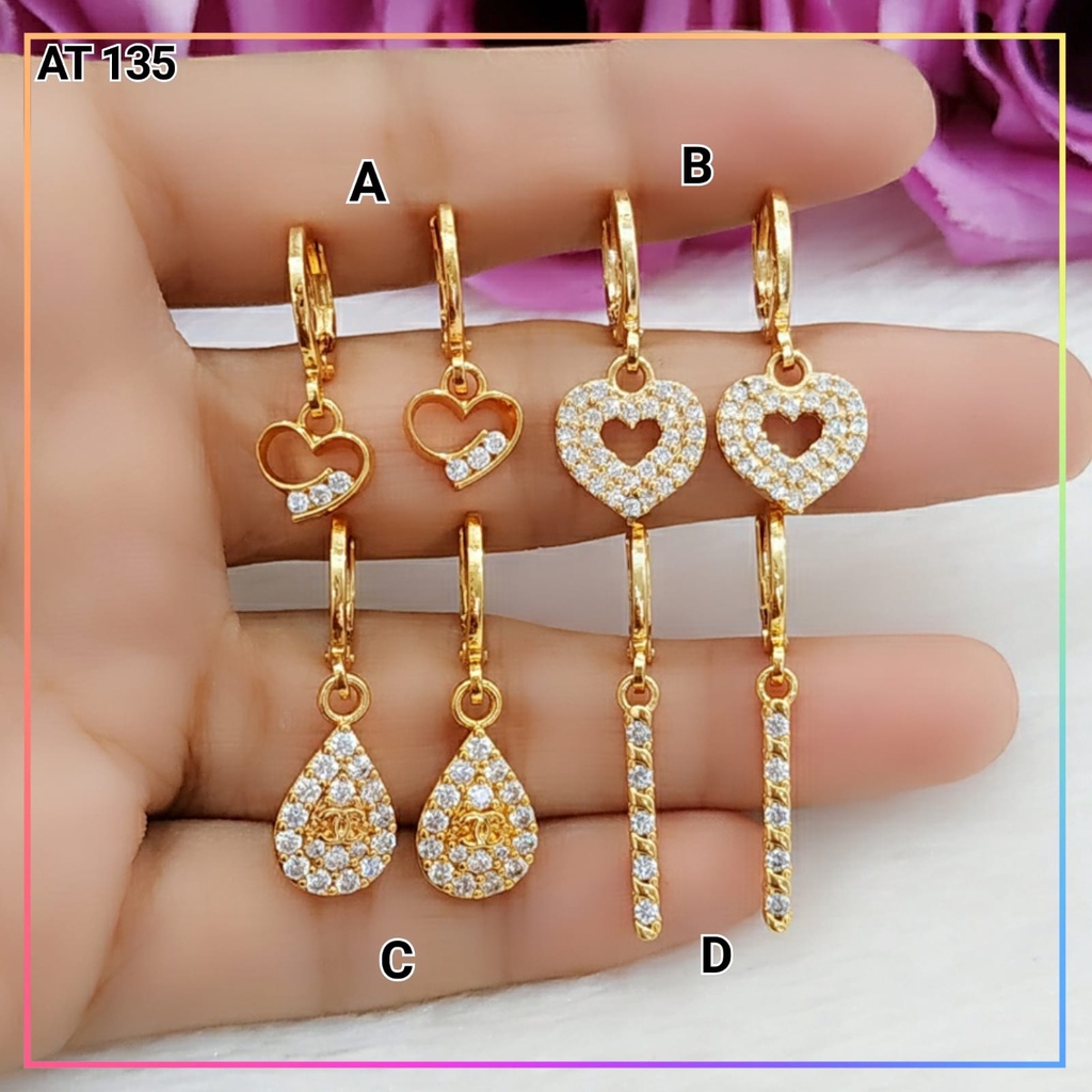 Anting xuping anting dewasa jurai permata love perhiasan lapis emas gold AT 135