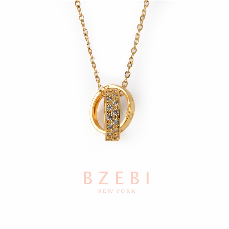 Kalung Emas 18k Dengan Liontin Berlian Bahan Titanium Steel Anti Karat Gaya Korea Untuk Wanita 301n