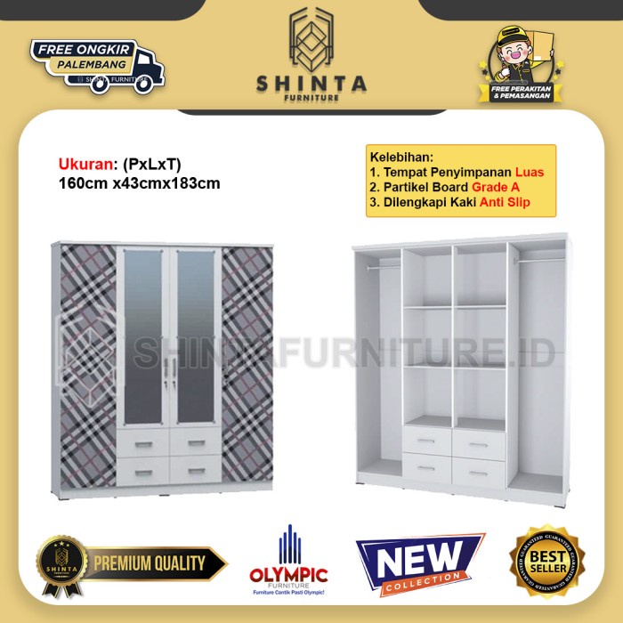 Olympic Lemari Pakaian 4 Pintu Berrie Lemari Baju 4 Pintu Minimalis